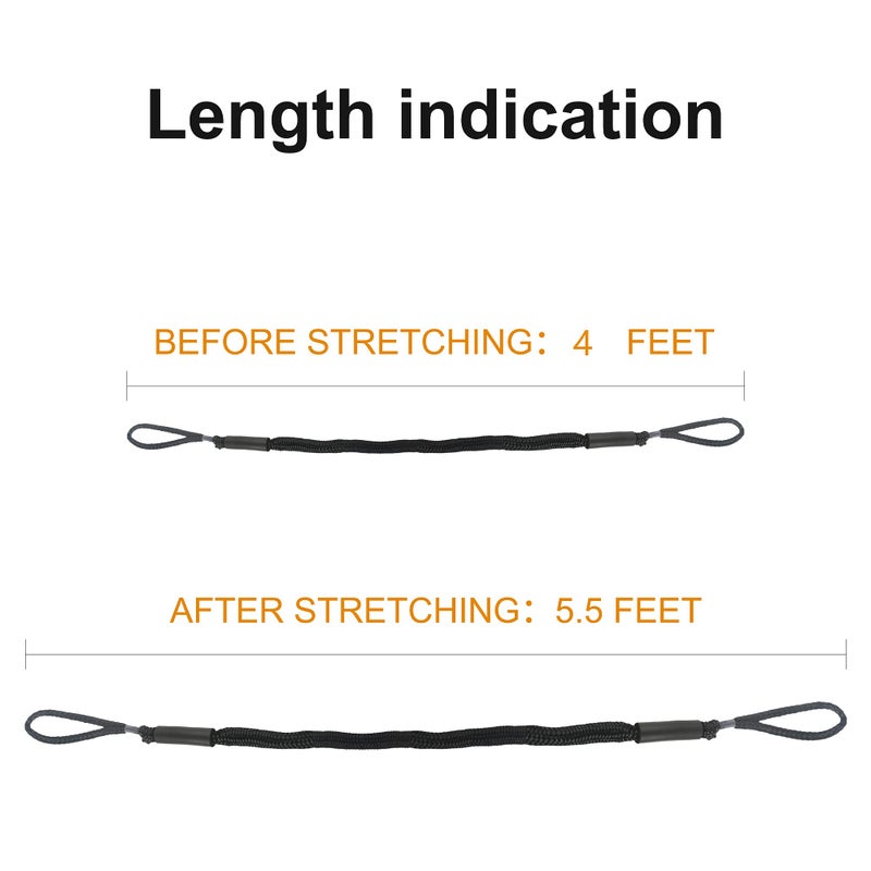 DockMoor Bungee Dock Lines for Boats Mooring Rope Bungee Boat Dock Line for Jet Ski Pontoon Kayak Accessories(Black 4P) - Image 2